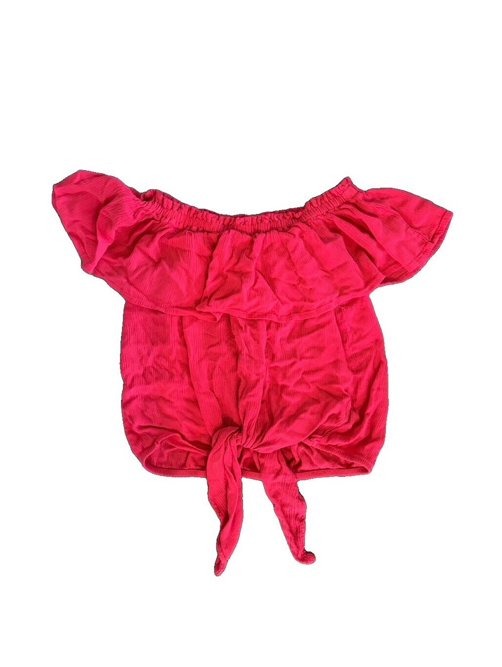 Blouse | Women’s | Express | Small | Red | Tie Front, Off Shoulder, Ruffle